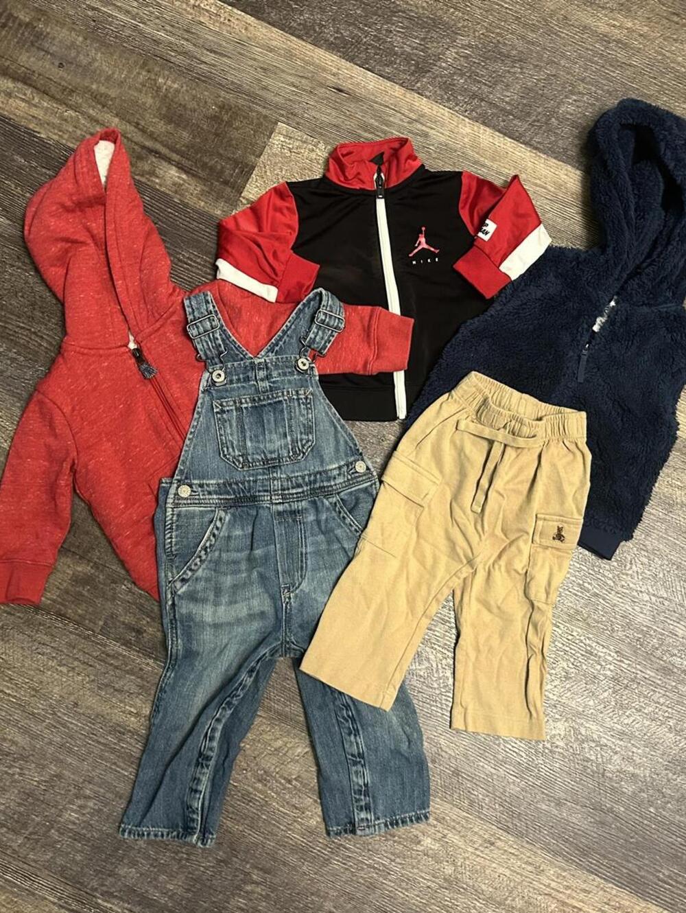 Baby Boy Back to School Bundle 12-18M Jordan Gap Hoodies Overalls Vest 5 Pc